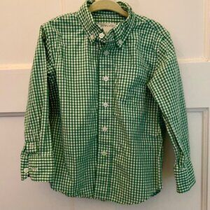 J.Crew Boys Size 2 Green Check Button Down Shirt